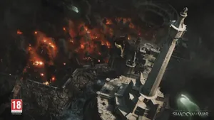 Middle Earth Shadow Of War Tower With Lava Wallpaper