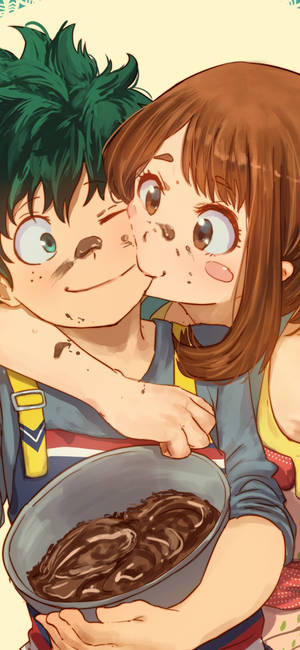 Midoriya And Uraraka My Hero Academia Iphone Wallpaper