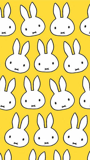 Miffy Head Yellow Pattern Wallpaper