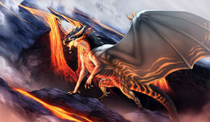 Mighty Gray Lava Dragon Wallpaper
