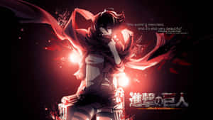 Mikasa Ackerman Attackon Titan Red Backdrop Wallpaper