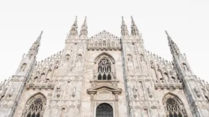 Milan Cathedral Against White Beautiful Sky Wallpaper