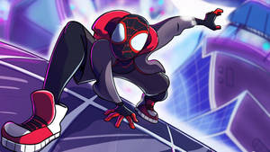 Miles Morla Suits Up To Take On A New Adventure As Spider-man In Spider-verse Wallpaper