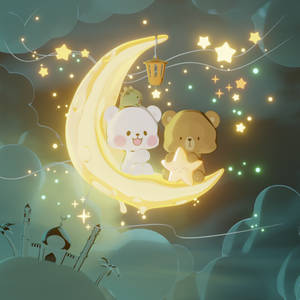 Milk And Mocha Bears Moon Art Wallpaper