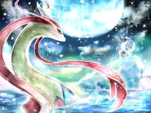 Milotic Swimming Night Absol Wallpaper