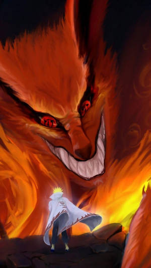 Minato And Kurama Naruto Phone Wallpaper