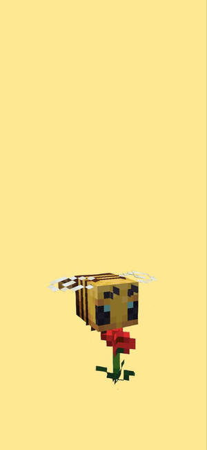 Minecraft Bee With Flower Wallpaper