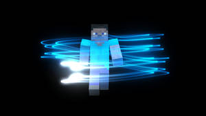 Minecraft Herobrine Blue Light Line Wallpaper