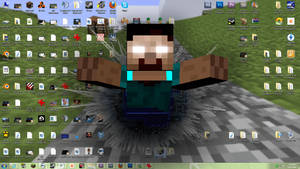 Minecraft Herobrine Computer Screen Breaking Out Wallpaper