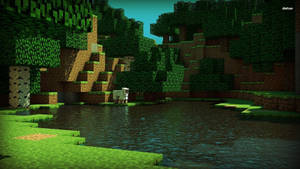 Minecraft Herobrine Sheep Green Nature Wallpaper