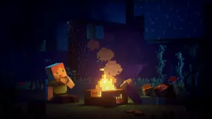 Minecraft_ Nether_ Campfire_ Scene Wallpaper