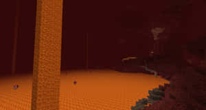 Minecraft_ Nether_ Lava_ Lake_and_ Fortress_ View Wallpaper