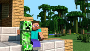 Minecraft Pc Steve And Creeper Wallpaper