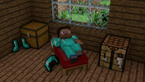 Minecraft Steve House Wallpaper