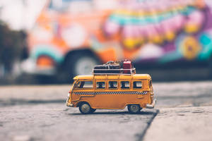 Miniature Volkswagen Van Vintage Aesthetic Laptop Wallpaper