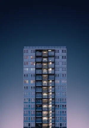 Minimal Blue 3d Building Facade Wallpaper