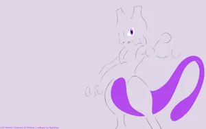 Minimal Shiny Mewtwo Vector Wallpaper