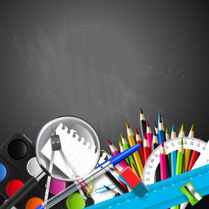 Minimalist 3d School Supplies Wallpaper