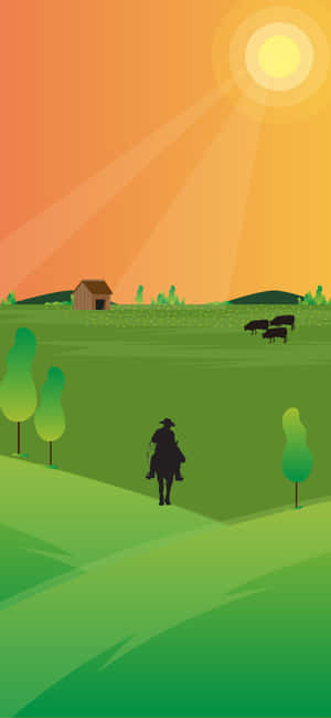 Minimalist Cowboy Iphone Vector Art Wallpaper