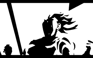 Minimalist Drawing Of Vegeta Black And White Wallpaper