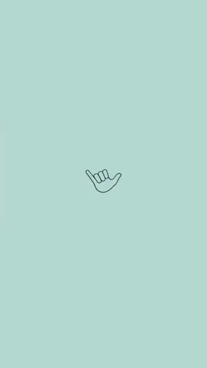 Minimalist Hang Loose Hand Sign Cute Iphone Teal Wallpaper