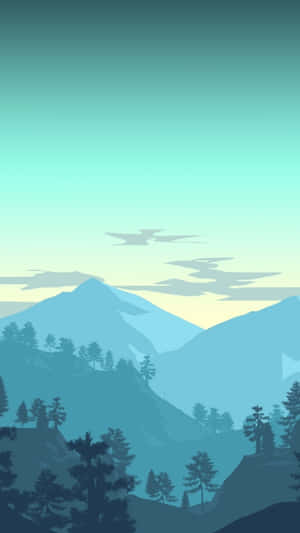 Minimalist Iphone X Blue Mountains Digital Art Wallpaper