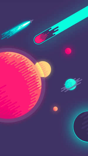 Minimalist Iphone X Colorful Galaxy Planets Wallpaper