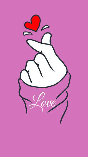 Minimalist Korean Finger Heart Wallpaper