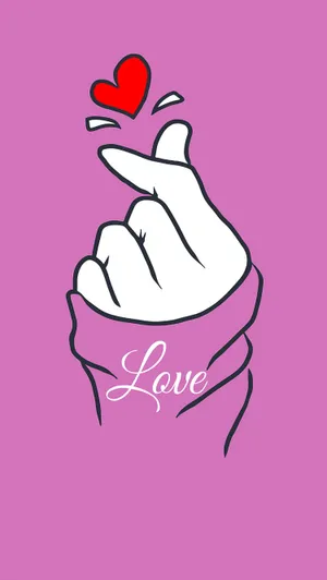 Minimalist Korean Finger Heart Wallpaper