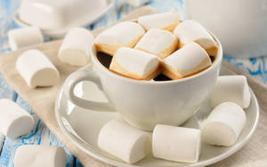 Minimalist Marshmallows Black Coffee Wallpaper