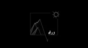 Minimalist Mountainand Sun Graphic Wallpaper