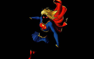 Minimalist Supergirl In Black Wallpaper