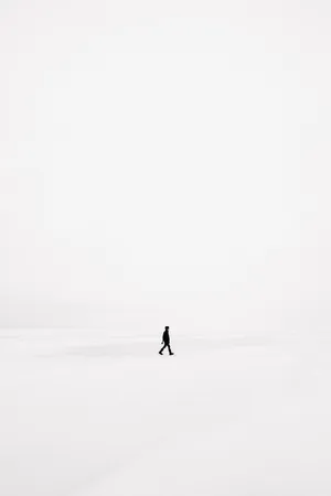 Minimalist Walking Silhouette White Screen Wallpaper