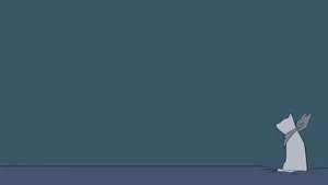 Minimalist White Cat Computer Wallpaper