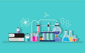 Minimalistic Cyan Chemistry Lab Wallpaper