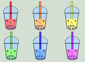 Minimalistic Neon-tinged Bubble Teas Wallpaper
