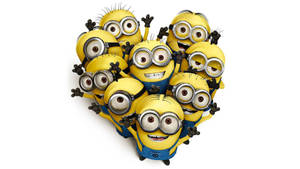 Minion Desktop Heart Formation Wallpaper