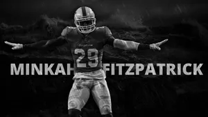 Minkah Fitzpatrick Black And White Miami Dolphins Fanart Wallpaper