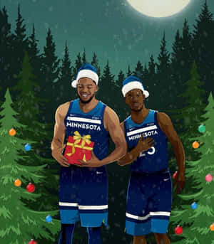 Minnesota Timberwolves - Santa Claus - Nba Christmas Card Wallpaper