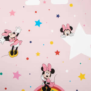 Minnie Mouse And Her Friends Are On A Pink Background Wallpaper