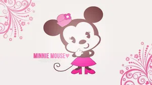 Minnie Mouse Looking Beautiful In Her Signature Pink Dress. Wallpaper