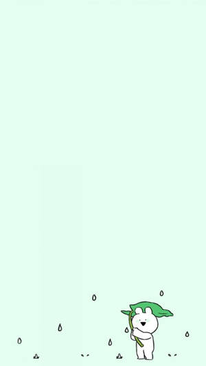 Mint Green Aesthetic Rabbit Rain Wallpaper