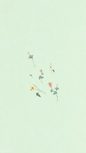 Mint Green Aesthetic Small Flowers Wallpaper