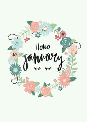 Mint Green Flower Hello January Phone Wallpaper