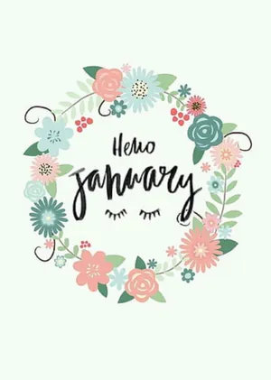 Mint Green Flower Hello January Phone Wallpaper