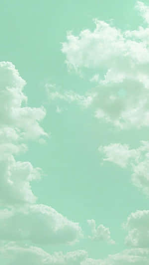 Mint Sky Clouds Background Wallpaper