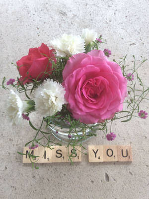 Missing You Scrabble Flowers Wallpaper