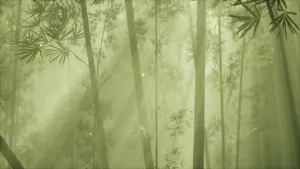 Misty_ Bamboo_ Forest_ Glow Wallpaper