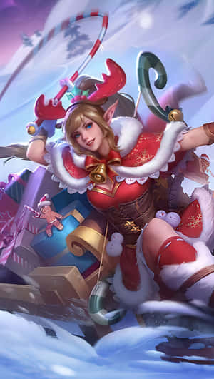 Miya Mobile Legend Riding On A Reindeer Carriage Wallpaper