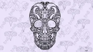 Mobile Phone Decorated With A Sugar Skull Wallpaper